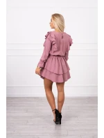 Šaty se svislými volány tmavě růžové