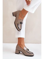 Lakované Dámské Polobotky Na Podpatku S Dekorací Béžové Artiker 55C1054