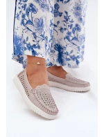 Kožené Dámské Mokasíny S Vzorováním Vinceza 88028 Béžové