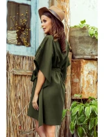 SOFIA - Dámské motýlkové šaty v khaki barvě 287-13 SOFIA - Dámské motýlkové šaty v khaki barvě 287-13