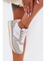 Semišové Dámské Tenisky Big Star RR274A047 HI-POLY SYSTEM Béžovo-Bílé