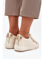 Dámské Tenisky Z Eko Kůže Big Star SS274027 Béžovo-Zlaté