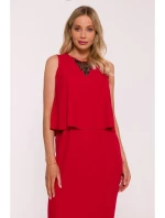 S422 Šaty s krajkovou vsadkou - červené S422 Šaty s krajkovou vsadkou - červené