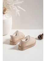 Dětské sněhule s výšivkou Prina – béžové