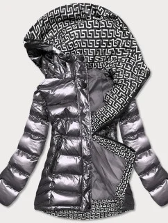 Šedá dámská prošívaná bunda s kapucí (xw817x)