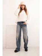 Dámská mikina s ozdobným zakončením na spodní části ecru