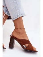 Dámské sandály na podpatku hnědé Denessa
