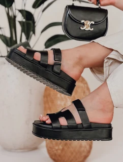 Dámské žabky na suchý zip PLATFOR black FashionStreet ZY0867