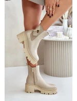 Zazoo 60490 Kožené Zateplené Botky S Dekorací Světle Béžové