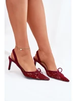 Krajkové Lodičky S Odkrytou Patou Bordové Annivirae