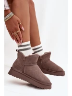 Sněhule z přírodního semiše s kožíškem Vinceza 97961 hnědé