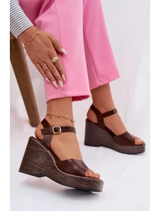 Dámské sandály na platformě Eko kůže Čokoládové Parilisse