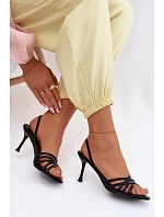 Dámské sandály na podpatku s pásky Černé Velivelle