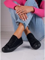 Zajímavé dámské  tenisky černé bez podpatku