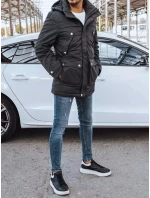 FashionStreet tmavě šedá pánská zimní bunda TX4282
