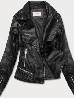 Černá dámská bunda z eko kůže (11Z8030)