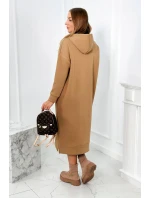 Dlouhé šaty s kapucí Velbloud