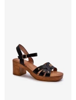 Dámské sandály na podpatku z eko kůže černé Assames