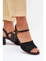 Dámské Sandály Na Podpatku Černé Sarena