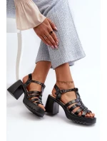 Dámské lakované sandály na vysokém podpatku, Black Aninifer