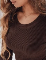 Dámský žebrovaný svetr NOLVIE hnědý FashionStreet MY2494