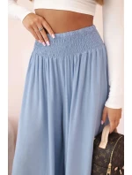 Dámské kalhoty z viskózy s elastickým pasem z denimu