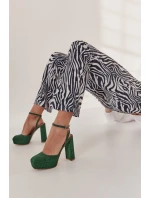 Dámské sandály třpytivé na podpatku Zelene Rosel Dámské sandály třpytivé na podpatku Zelene Rosel