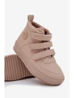 Zateplené boty sneakers dětské na suchý zip Big Star SS374072 béžové
