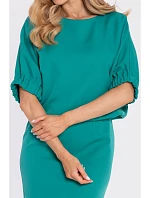 M904 Halenkové šaty s rozparkem na zádech - tyrkysové M904 Halenkové šaty s rozparkem na zádech - tyrkysové