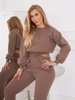 Zateplený set s krátkou mikinou mocca