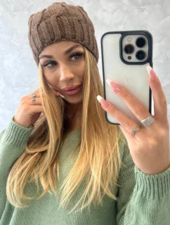 Fleecová čepice Iwona K221 mocca