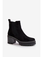 Dámské Botky Zateplené Na Podpatku Eko Semišové Černé Irissinae Dámské Botky Zateplené Na Podpatku Eko Semišové Černé Irissinae