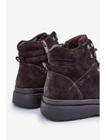 Semišové pánské zateplené kotníkové boty Big Star OO174189 hnědé