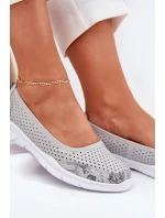 Kožené perforované baleríny Vinceza 95323 šedé