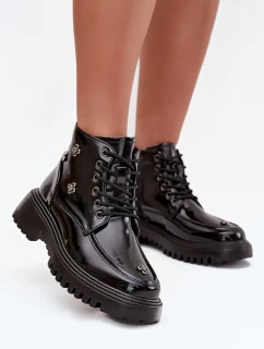 Kožené zateplené dámské boty s ozdobami Artiker 57C0345 Černé