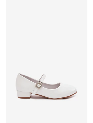 Dětské balerínky s brokátovým páskem Vinceza 13291 Bílé