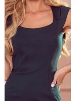 382-1 Přiléhavé šaty s výstřihem - BOTTLE GREEN