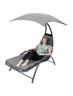 BERGAMO SEDÁTKO K BAZÉNU S PARAZÉNEM 200x125x180CM ŠEDÉ