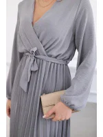 Šaty se svázaným plisovaným lemem šedý