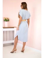 Šaty s ozdobným páskem šedý