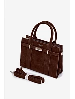 Kabelka typu Kufr z imitace semiše čokoládová Noressa