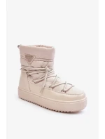 Dámské boty do sněhu na platformě se šněrováním v béžové barvě