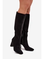 Dámské kotníkové boty Zamira na sloupkovém podpatku – černé