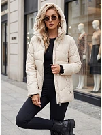 Dámská prošívaná zateplená bunda s kapucí, světle béžová, FashionStreet TY5937