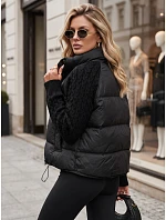 Dámská prošívaná péřová bunda s pletenými rukávy, černá, FashionStreet TY5930