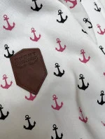 Bílá teplá rozepínací mikina se vzorem kotev (2307)