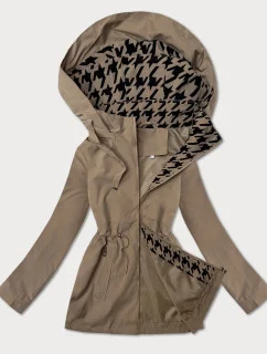 Tenká béžová dámská bunda s ozdobnou podšívkou J Style (16M9252-62)