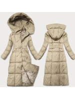 Světle béžová dámská zimní bunda s páskem J Style (5M3227-62)
