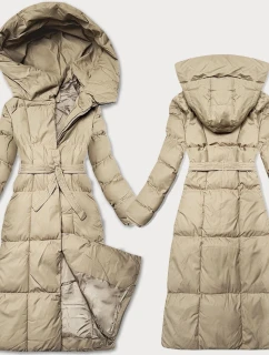 Světle béžová dámská zimní bunda s páskem J Style (5M3227-62)