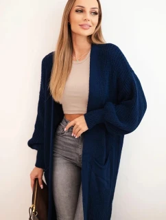 Dlouhý kardigan svetr světle námořnický modrý